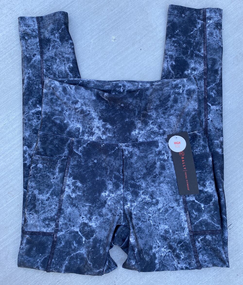 BALLY Total Fitness Womens Size S Inverted Dark Marble Crack Leggings